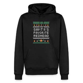 Chemise de Noël rousse préférée du Père Noël - Sweat à capuche Premium bio Homme - noir - Devant - Nico (187cm)