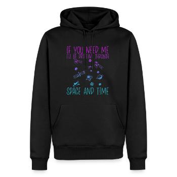 Je vais dériver à travers l’espace et le temps 3 - Sweat à capuche Premium bio Homme - noir - Devant - Nico (187cm)
