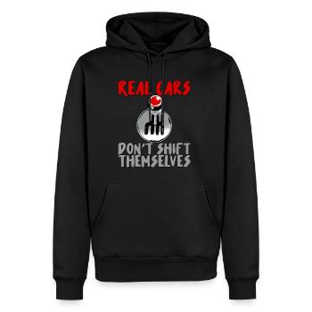 Real Cars Don't Shift Themselves - Männer Premium Bio Hoodie - Schwarz - Vorne - Nico (187cm)