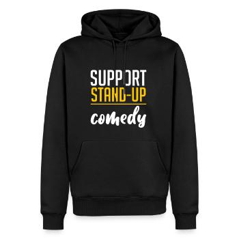 Support Stand Up Comedy 4 - Männer Premium Bio Hoodie - Schwarz - Vorne - Nico (187cm)