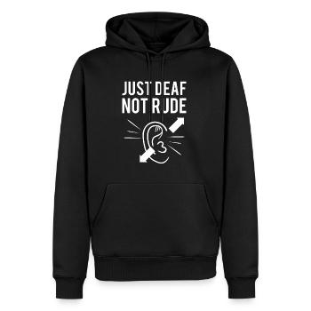 Juste SOURD Pas Rude Chemise Taube Gehörlos - Sweat à capuche Premium bio Homme - noir - Devant - Nico (187cm)