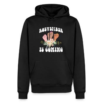 Roevember arrive Shirt Cadeau Féminisme - Sweat à capuche Premium bio Homme - noir - Devant - Nico (187cm)