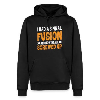 J’ai eu une fusion vertébrale, et maintenant je suis tout foutu2 - Sweat à capuche Premium bio Homme - noir - Devant - Nico (187cm)