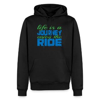 La vie est un voyage, profitez de la balade 3 - Sweat à capuche Premium bio Homme - noir - Devant - Nico (187cm)