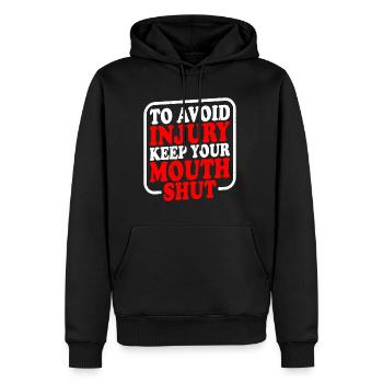 Pour éviter les blessures, gardez la bouche fermée - Sweat à capuche Premium bio Homme - noir - Devant - Nico (187cm)