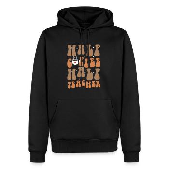 Demi-café Moitié cadeau de chemise d’enseignant - Sweat à capuche Premium bio Homme - noir - Devant - Nico (187cm)