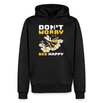 Don't Worry Bee Happy 33 - Men’s Premium Organic Hoodie - black - Front - Nico (187cm)