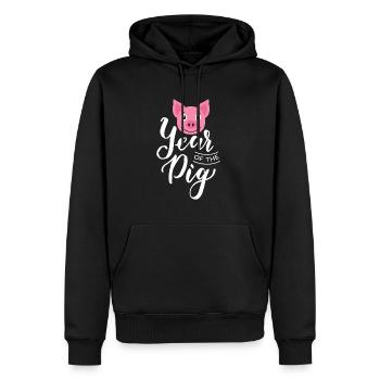 Votre de la chemise de cochon Cadeau Année du cochon - Sweat à capuche Premium bio Homme - noir - Devant - Nico (187cm)
