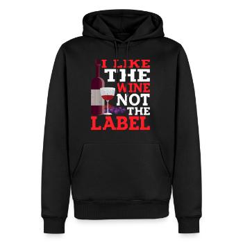 J’aime le vin, pas l’étiquette 20 - Sweat à capuche Premium bio Homme - noir - Devant - Nico (187cm)