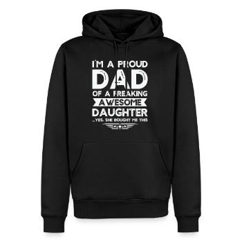 Fier papa d’une fille géniale drôle - Sweat à capuche Premium bio Homme - noir - Devant - Nico (187cm)