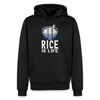 Rice Is Life - Männer Premium Bio Hoodie - Schwarz - Vorne - Nico (187cm)