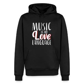 La musique est mon amour Langue 2 - Sweat à capuche Premium bio Homme - noir - Devant - Nico (187cm)