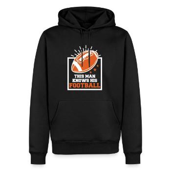 This Man Knows His Football Shirt - Männer Premium Bio Hoodie - Schwarz - Vorne - Nico (187cm)