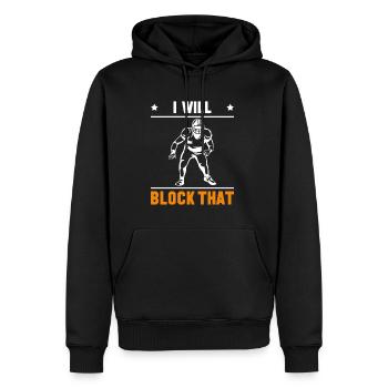 Je vais bloquer ce maillot de lineman linebacker - Sweat à capuche Premium bio Homme - noir - Devant - Nico (187cm)