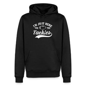 Im Just Here For The Tackles Shirt Lineman - Männer Premium Bio Hoodie - Schwarz - Vorne - Nico (187cm)