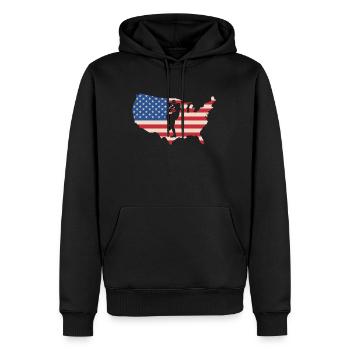 USA Flag America Flag Quarterback Shirt - Sweat à capuche Premium bio Homme - noir - Devant - Nico (187cm)