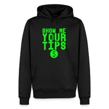 Montrez-moi vos conseils 3 - Sweat à capuche Premium bio Homme - noir - Devant - Nico (187cm)