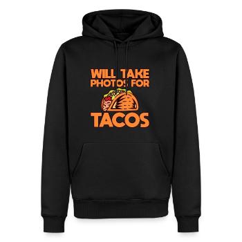 Will Take Photos For Tacos - Men’s Premium Organic Hoodie - black - Front - Nico (187cm)