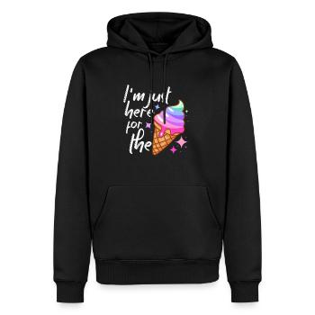 Je suis juste là pour le fan de crème glacée Eiscreme - Sweat à capuche Premium bio Homme - noir - Devant - Nico (187cm)