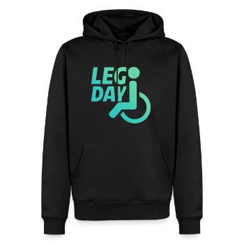 Leg Day Fauteuil roulant handicapé 22 - Sweat à capuche Premium bio Homme - noir - Devant - Nico (187cm)