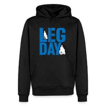 Leg Day Fauteuil roulant handicapé 24 - Sweat à capuche Premium bio Homme - noir - Devant - Nico (187cm)