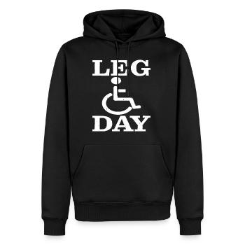 Leg Day Fauteuil roulant handicapé 23 - Sweat à capuche Premium bio Homme - noir - Devant - Nico (187cm)