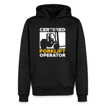 Certified Forklift Operator Shirt Gabelstapler - Männer Premium Bio Hoodie - Schwarz - Vorne - Nico (187cm)