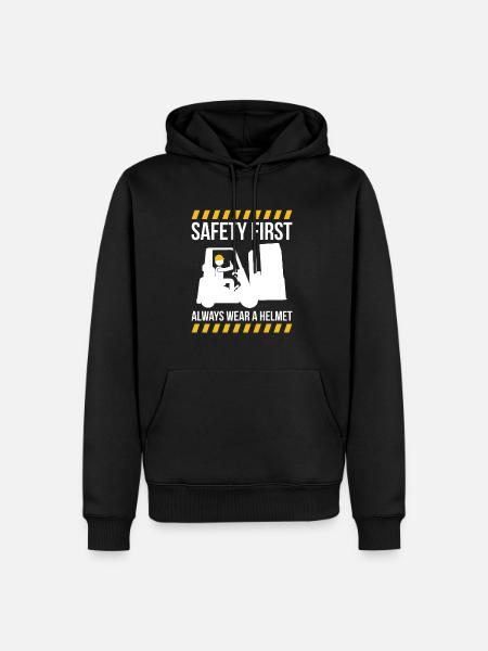 Safety First Shirt Forklift - Männer Premium Bio Hoodie - Schwarz
