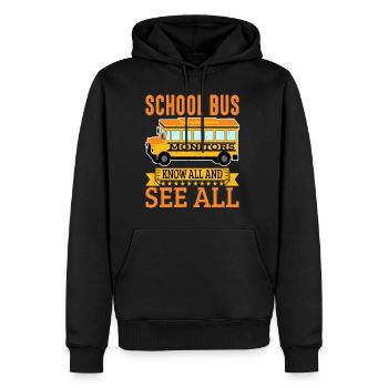 Moniteurs d’autobus scolaires, tout savoir et voir les 7 - Sweat à capuche Premium bio Homme - noir - Devant - Nico (187cm)