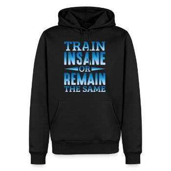 Train Insane or Remain The Same 11 - Men’s Premium Organic Hoodie - black - Front - Nico (187cm)