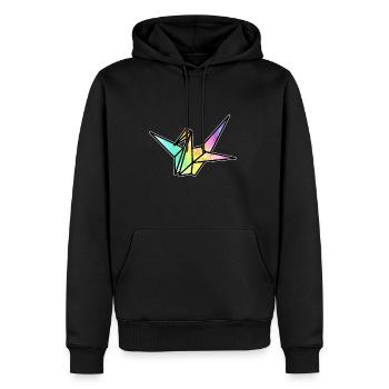 Origami Crane Bird Japanese Folding Paper Lover - Men’s Premium Organic Hoodie - black - Front - Nico (187cm)