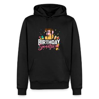 3 ans crème glacée 3ème anniversaire Joyeux anniversaire - Sweat à capuche Premium bio Homme - noir - Devant - Nico (187cm)