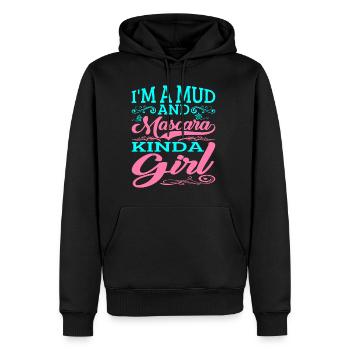 Je suis une fille de boue et de mascara 2 - Sweat à capuche Premium bio Homme - noir - Devant - Nico (187cm)