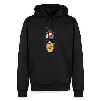 Scoop Crème glacée Chat Ice Cat Lover - Sweat à capuche Premium bio Homme - noir - Devant - Nico (187cm)