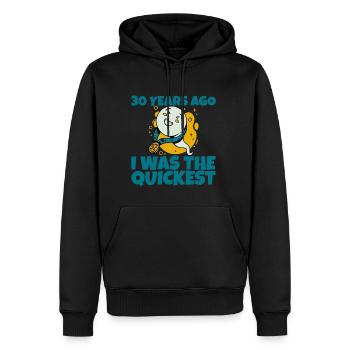 30 Years Ago, I Was The Quickest - Männer Premium Bio Hoodie - Schwarz - Vorne - Nico (187cm)
