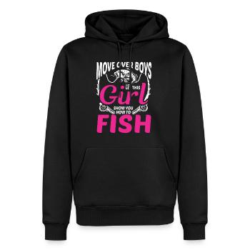 Pêcheur Pêcheur Poisson Canne à pêche Sarcasme Dictons - Sweat à capuche Premium bio Homme - noir - Devant - Nico (187cm)