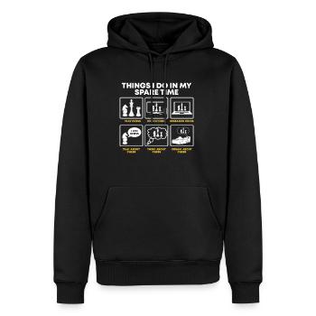 Joueur d’échecs Jeu de société Jeu de puzzle - Sweat à capuche Premium bio Homme - noir - Devant - Nico (187cm)