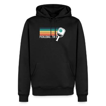 Vintage Retro Pickleball Time Geschenk - Männer Premium Bio Hoodie - Schwarz - Vorne - Nico (187cm)