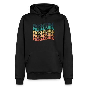 Vintage Retro Pickleball Shirt Geschenk - Männer Premium Bio Hoodie - Schwarz - Vorne - Nico (187cm)