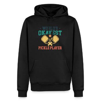 World Okayest Pickle Ball Player - Männer Premium Bio Hoodie - Schwarz - Vorne - Nico (187cm)