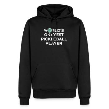 Maillot de joueur de pickleball le plus correct du monde - Sweat à capuche Premium bio Homme - noir - Devant - Nico (187cm)
