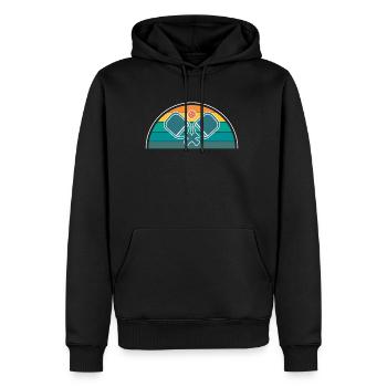 Vintage Retro Pickleball Shirt Geschenk - Männer Premium Bio Hoodie - Schwarz - Vorne - Nico (187cm)