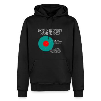 Comment les introvertis se font des amis 3 - Sweat à capuche Premium bio Homme - noir - Devant - Nico (187cm)