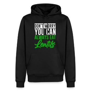 Don't Worry You Can Always Eat Lentils 2 - Männer Premium Bio Hoodie - Schwarz - Vorne - Nico (187cm)
