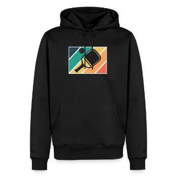 Vintage Retro Pickleball Shirt Geschenk - Männer Premium Bio Hoodie - Schwarz - Vorne - Nico (187cm)