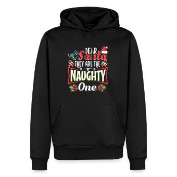Cher père Noël, ce sont les méchants - Sweat à capuche Premium bio Homme - noir - Devant - Nico (187cm)
