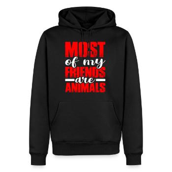 La plupart de mes amis sont des animaux - Sweat à capuche Premium bio Homme - noir - Devant - Nico (187cm)
