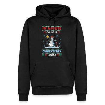 Ma couleur préférée est les lumières de Noël - Sweat à capuche Premium bio Homme - noir - Devant - Nico (187cm)