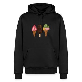 Crème glacée Eau Gaufre glacée Gelato Ice Cream Lovers - Sweat à capuche Premium bio Homme - noir - Devant - Nico (187cm)