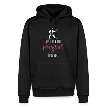 Dont Let The Ponytail Fool You Taekwondo - Männer Premium Bio Hoodie - Schwarz - Vorne - Nico (187cm)